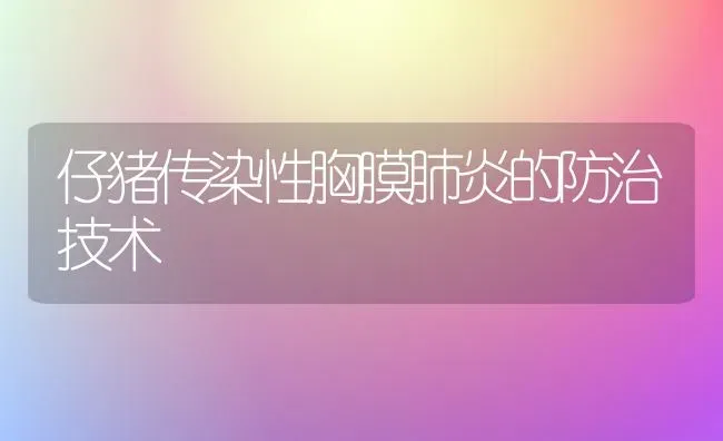 仔猪传染性胸膜肺炎的防治技术 | 家畜养殖