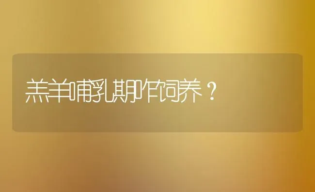 羔羊哺乳期咋饲养？ | 家畜养殖