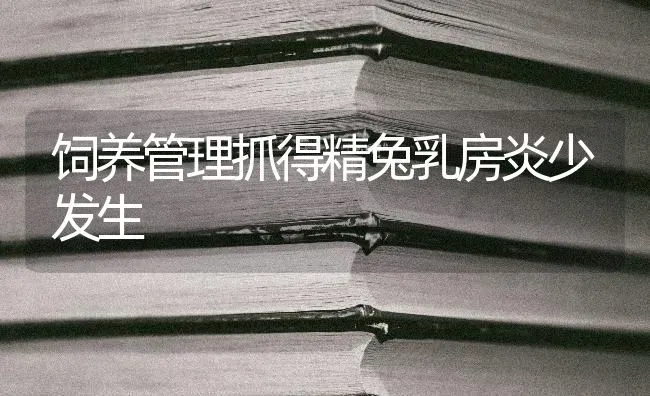 饲养管理抓得精兔乳房炎少发生 | 家畜养殖
