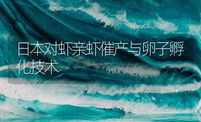 日本对虾亲虾催产与卵子孵化技术 | 海水养殖