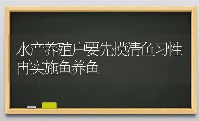 水产养殖户要先摸清鱼习性再实施鱼养鱼 | 动物养殖百科