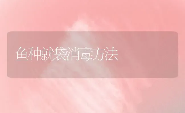 鱼种就袋消毒方法 | 淡水养殖