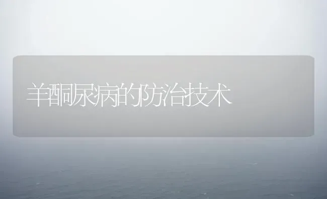羊酮尿病的防治技术 | 家畜养殖