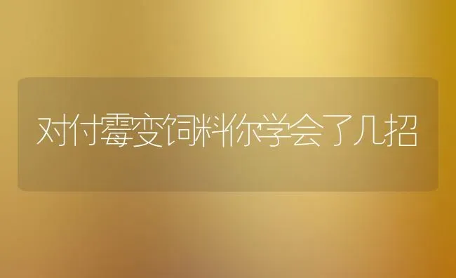 对付霉变饲料你学会了几招 | 动物养殖饲料