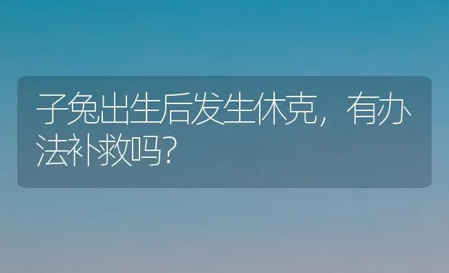 子兔出生后发生休克，有办法补救吗？ | 家畜养殖