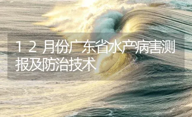 12月份广东省水产病害测报及防治技术 | 养殖病虫害防治