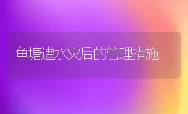 鱼塘遭水灾后的管理措施 | 淡水养殖