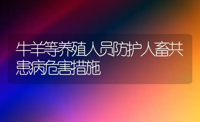 牛羊等养殖人员防护人畜共患病危害措施 | 家畜养殖