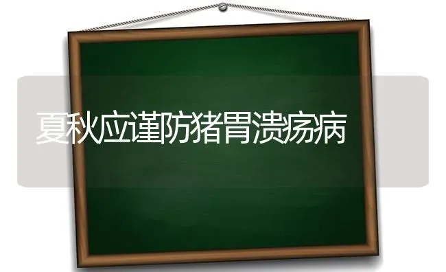 夏秋应谨防猪胃溃疡病 | 家畜养殖