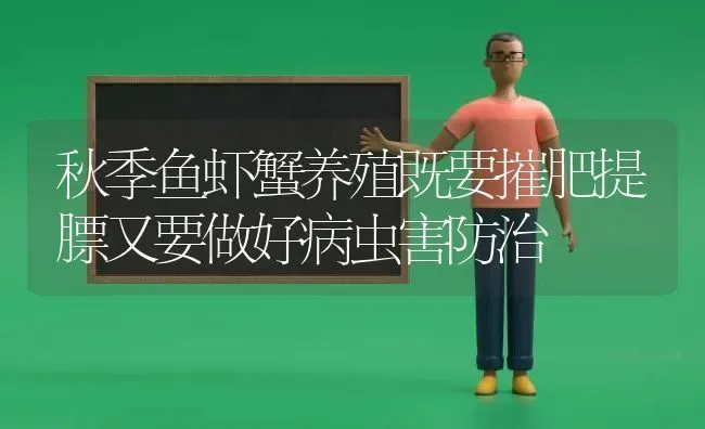 秋季鱼虾蟹养殖既要摧肥提膘又要做好病虫害防治 | 动物养殖百科