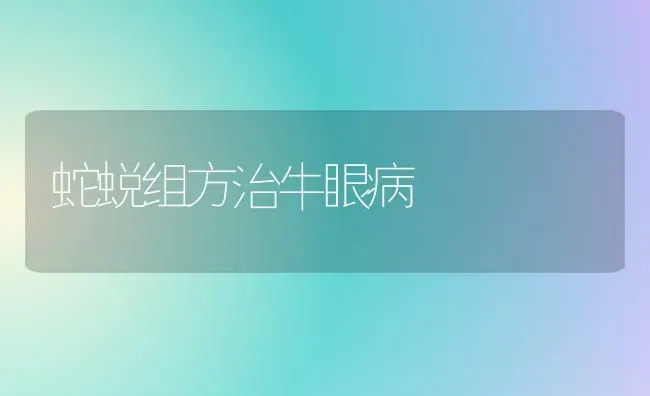 蛇蜕组方治牛眼病 | 特种养殖