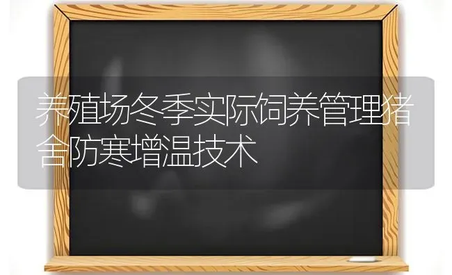 养殖场冬季实际饲养管理猪舍防寒增温技术 | 家畜养殖