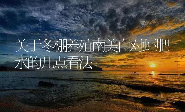 关于冬棚养殖南美白对虾肥水的几点看法 | 海水养殖