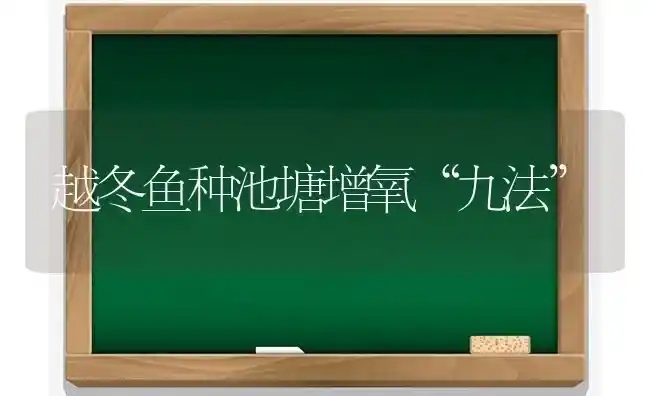 越冬鱼种池塘增氧“九法” | 淡水养殖