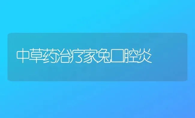 中草药治疗家兔口腔炎 | 养殖病虫害防治