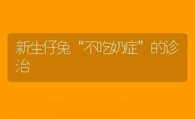 新生仔兔“不吃奶症”的诊治 | 家畜养殖