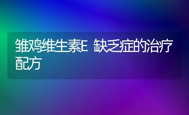 雏鸡维生素E缺乏症的治疗配方 | 家禽养殖
