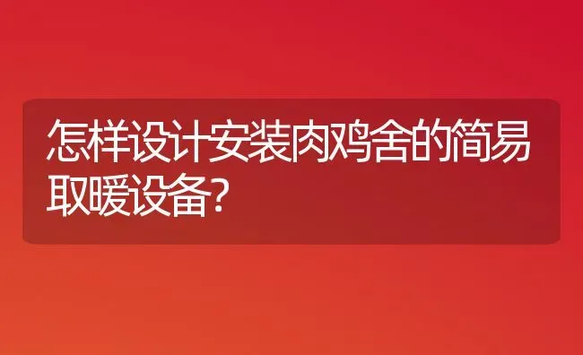 怎样设计安装肉鸡舍的简易取暖设备？ | 家禽养殖