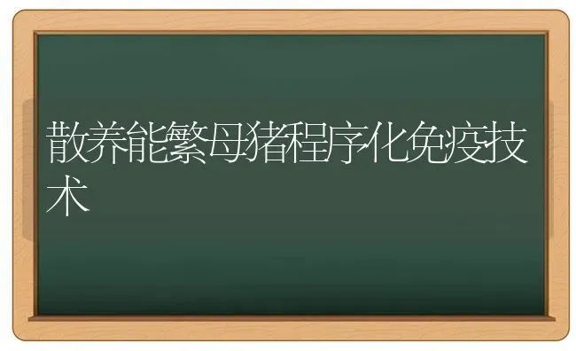 散养能繁母猪程序化免疫技术 | 家畜养殖