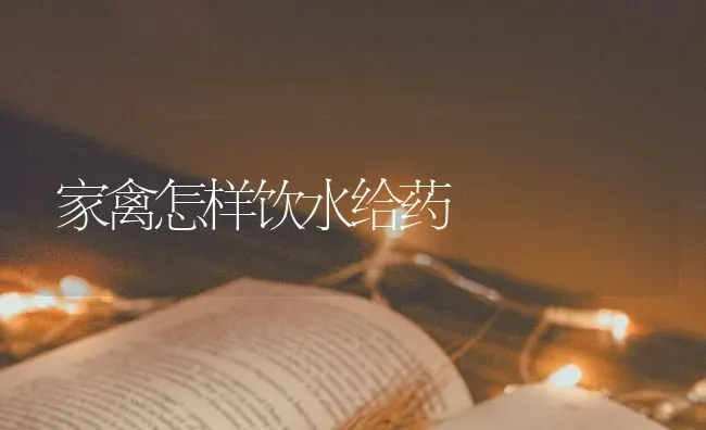 家禽怎样饮水给药 | 养殖病虫害防治