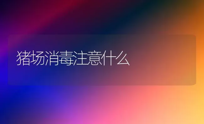 猪场消毒注意什么 | 家畜养殖