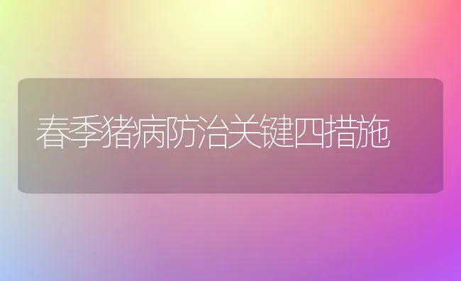 春季猪病防治关键四措施 | 家畜养殖