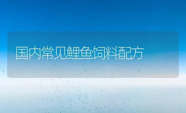 国内常见鲤鱼饲料配方 | 动物养殖饲料