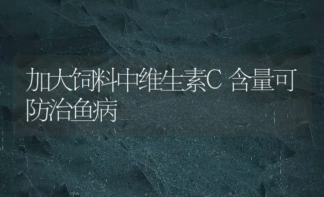加大饲料中维生素C含量可防治鱼病 | 动物养殖饲料