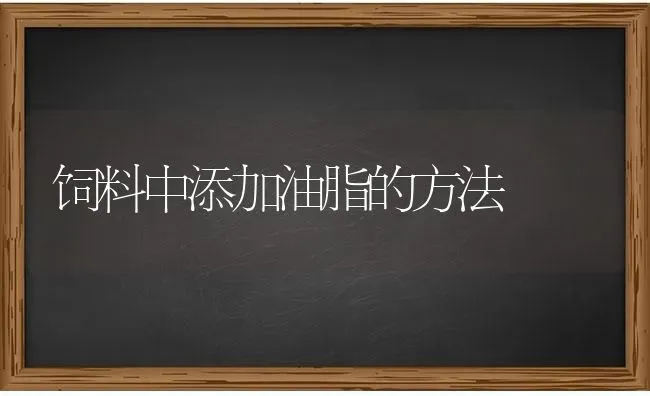 饲料中添加油脂的方法 | 动物养殖饲料