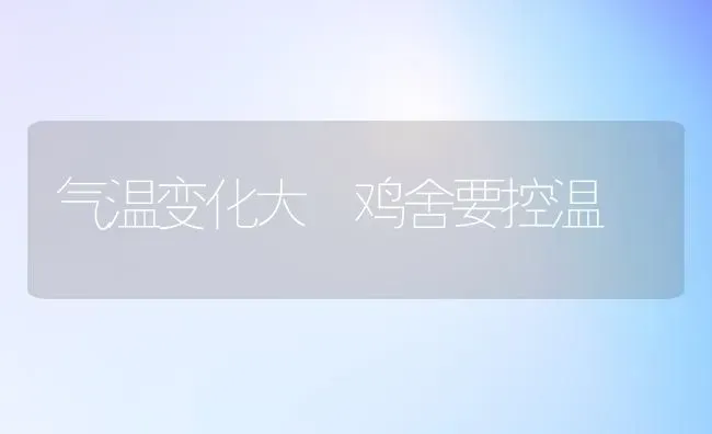 气温变化大 鸡舍要控温 | 家禽养殖