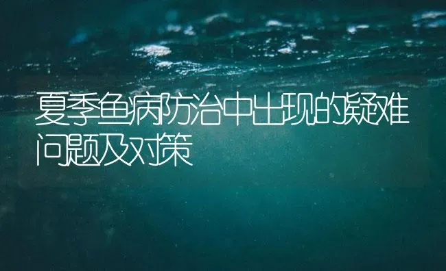 夏季鱼病防治中出现的疑难问题及对策 | 养殖病虫害防治