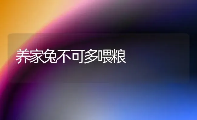 养家兔不可多喂粮 | 家畜养殖