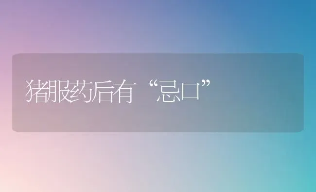 猪服药后有“忌口” | 养殖病虫害防治