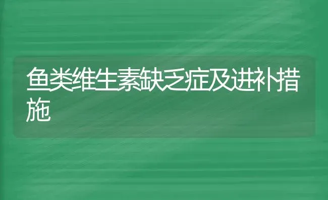 鱼类维生素缺乏症及进补措施 | 淡水养殖