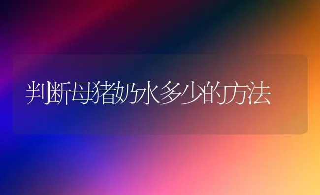 判断母猪奶水多少的方法 | 家畜养殖