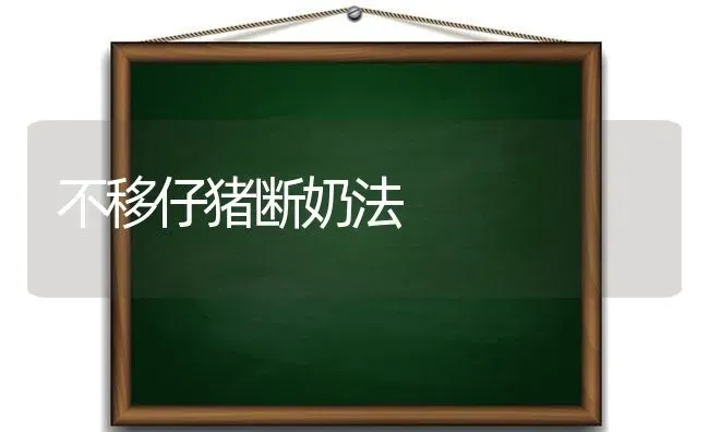 不移仔猪断奶法 | 家畜养殖