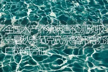 全国水产养殖病害预测预报—夏秋季节克氏原螯虾需防范白斑综合征