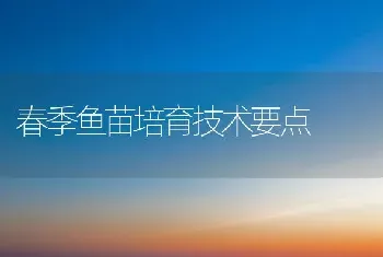 春季鱼苗培育技术要点