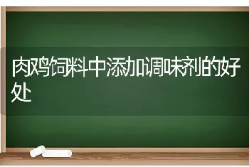 肉鸡饲料中添加调味剂的好处