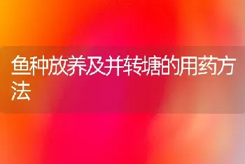 鱼种放养及并转塘的用药方法