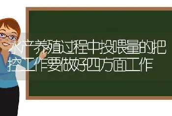 水产养殖过程中投喂量的把控工作要做好四方面工作