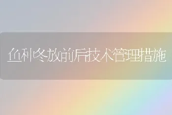 鱼种冬放前后技术管理措施