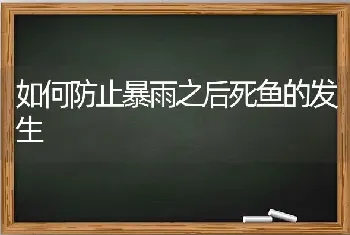 如何防止暴雨之后死鱼的发生