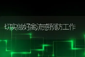 切实做好禽流感预防工作