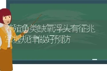 养殖鱼类缺氧浮头有征兆 掌握规律做好预防