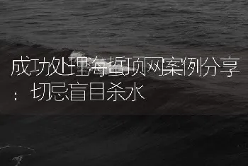 成功处理海蜇顶网案例分享：切忌盲目杀水