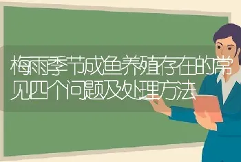 梅雨季节成鱼养殖存在的常见四个问题及处理方法