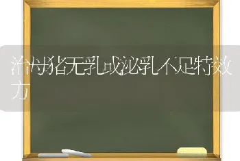 治母猪无乳或泌乳不足特效方