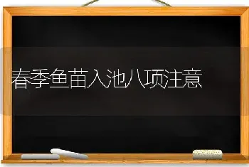 春季鱼苗入池八项注意