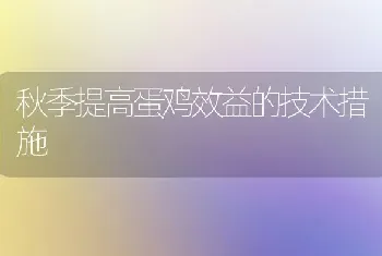 秋季提高蛋鸡效益的技术措施